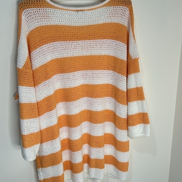 J. JILL Cabana-Stripes Open-Knit Sweater Apricot Cream Size Large - Picture 16 of 16